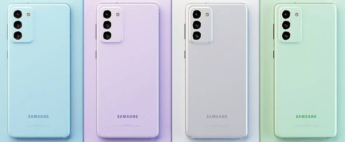 Изображение нового Samsung Galaxy S21 FE порадовало яркими расцветками корпуса и плоским удобным экраном